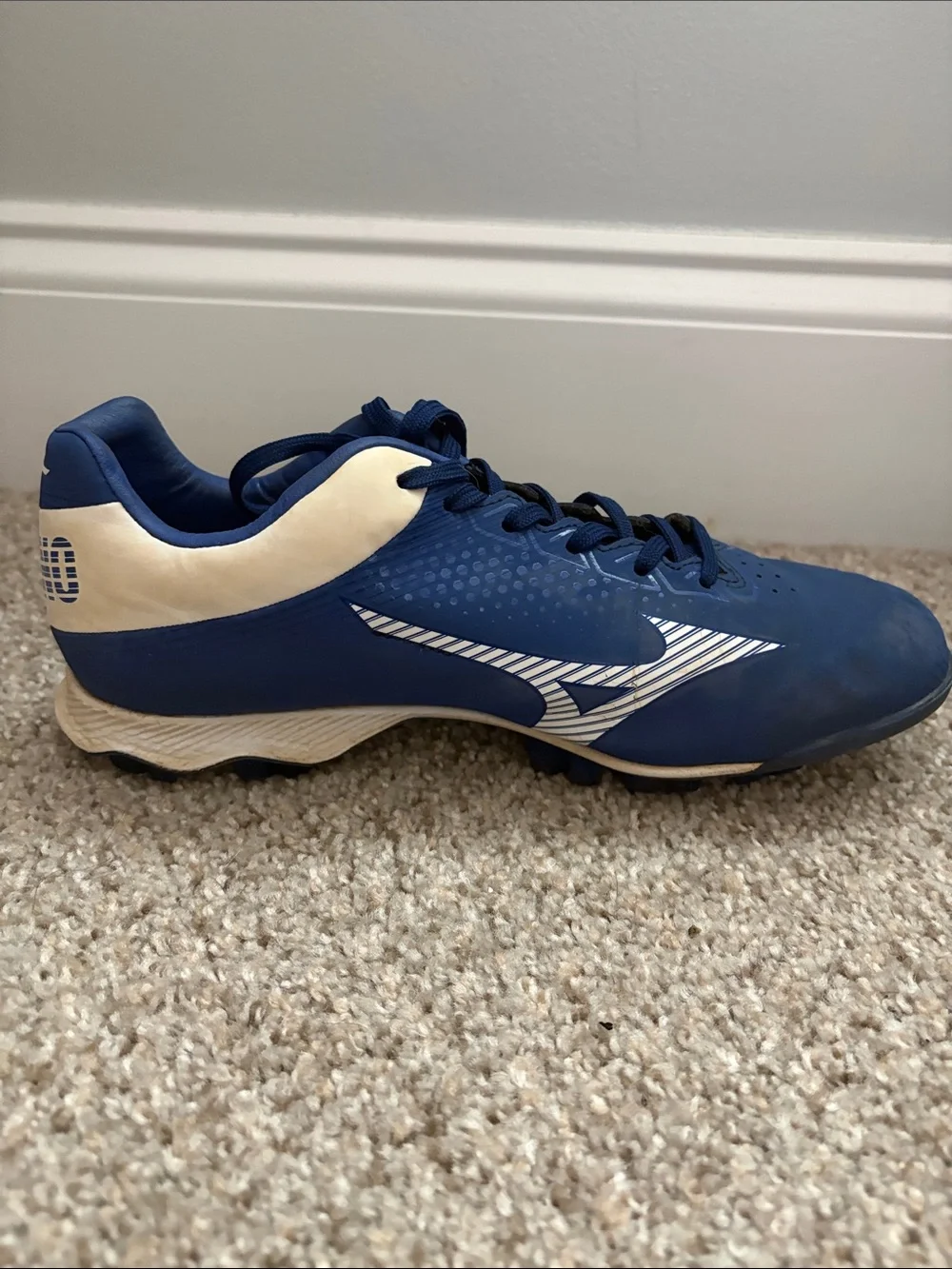 Mizuno Wave LightRevo Baseball/Softball Molded Cleats Blue White Size US 6 Style